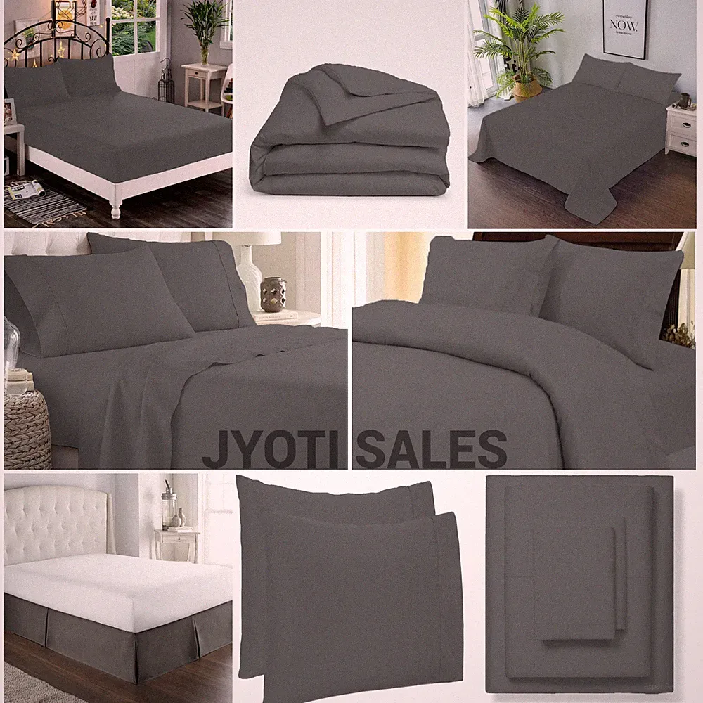 100% Cotton 800 Thread Count Gray Solid Select Sheets OR Duvet Covers