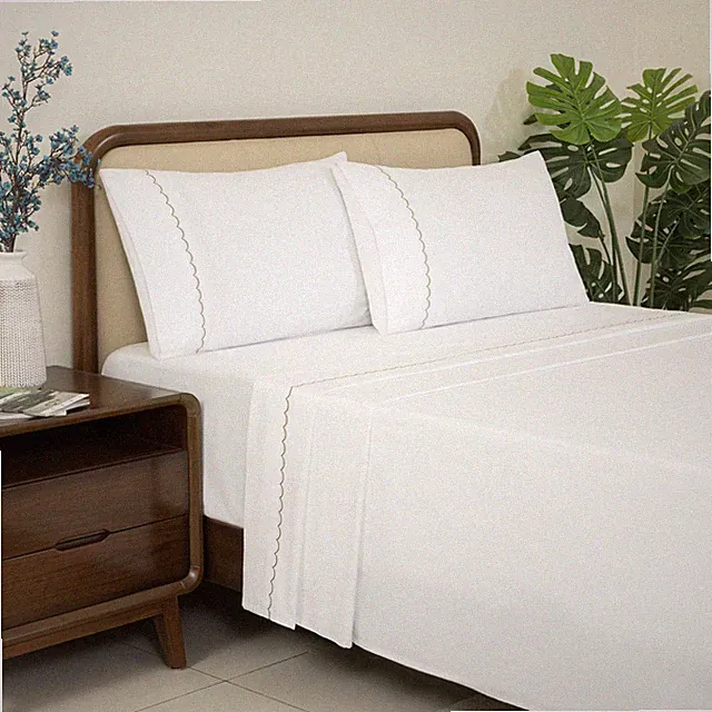 100% Cotton Sheets King - 300 Thread Count,Embroidered Cotton Bedsheets,Luxur...