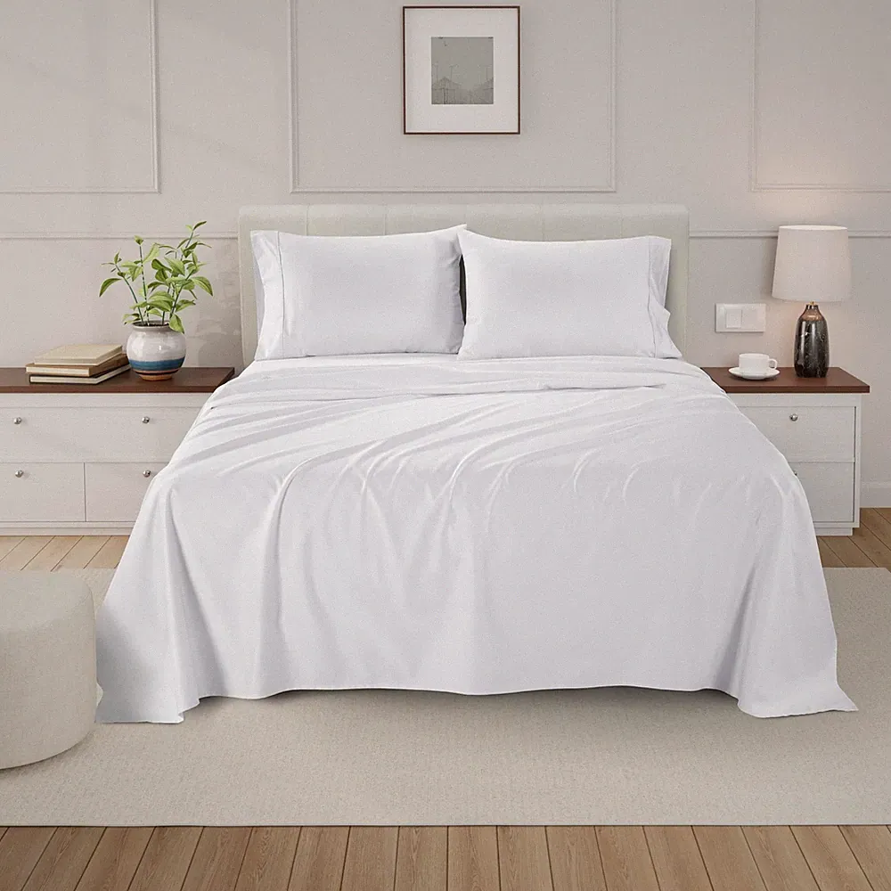 100% Egyptian Cotton Queen Size Sheets - 4 Piece Bedsheet Set Soft Breathable...