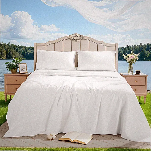 100% Egyptian Cotton Sheet Set 4 Pcs Queen Size Sheets 1000 Thread Count Brea...