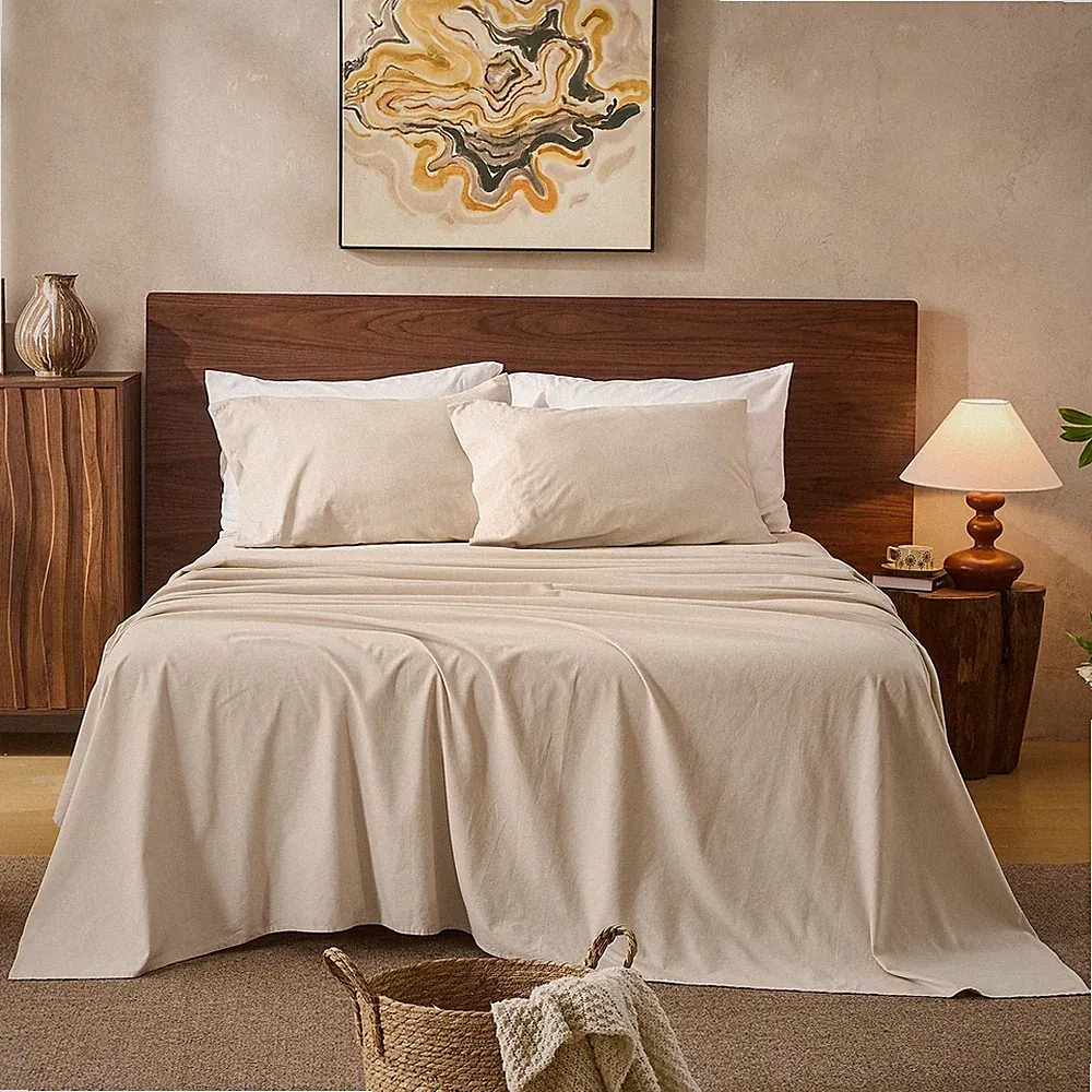 100% Linen Sheets Queen Size,Breathable & Durable 4-Piece Bed Flax Sheet Set,...