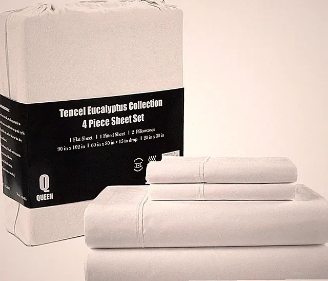 100% Tencel Sheet Set, Soft, Breathable 300 Thread Count Oeko-TEX Certified F...