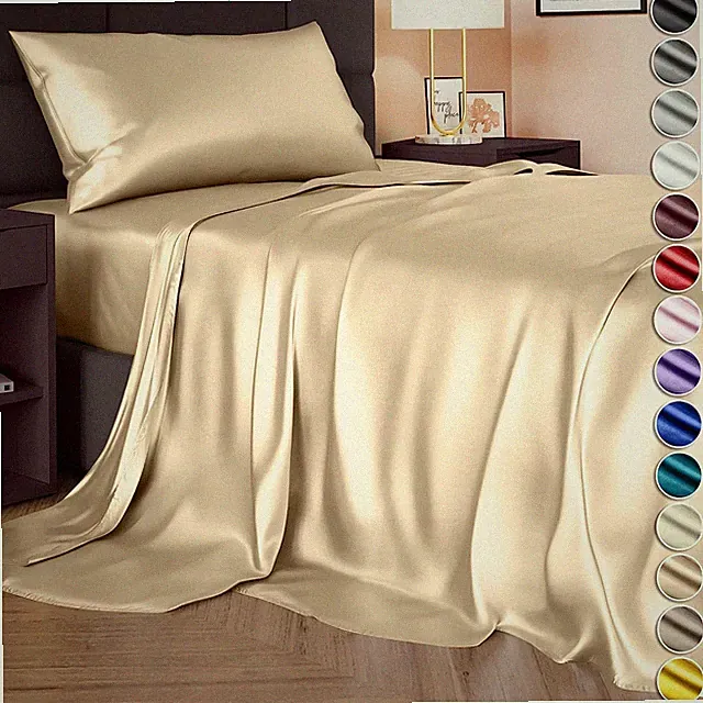 4 Pcs/Set Satin Sheets Full Size Silky & Luxuriously Soft Satin Bed Sheets