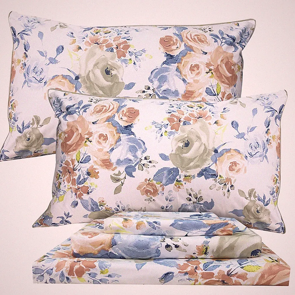 4 Pieces Floral Sheets Bed Sheet Set 800 Thread Count Vintage Bedding Set 100...
