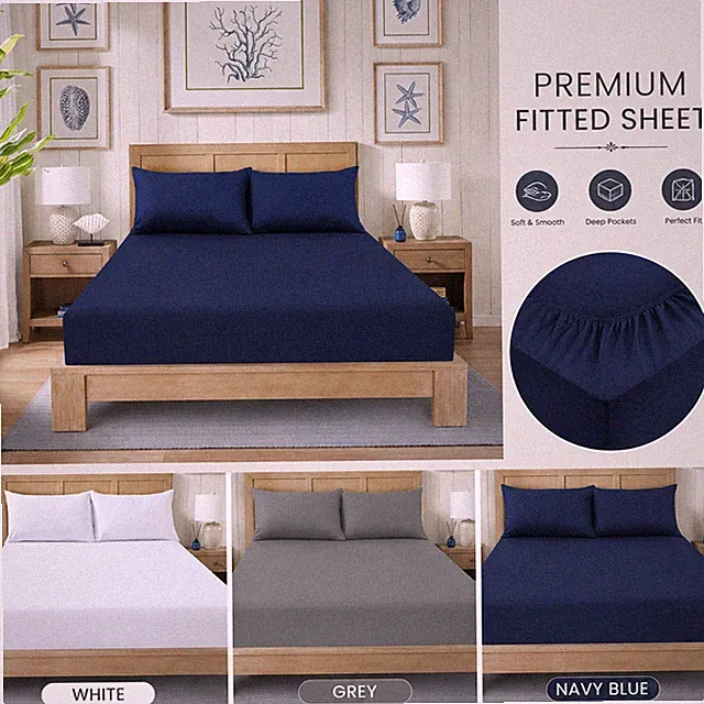 40cm Deep Pocket Fitted Sheet Queen King Fully Elastic Fitted Sheets Bed Sheets