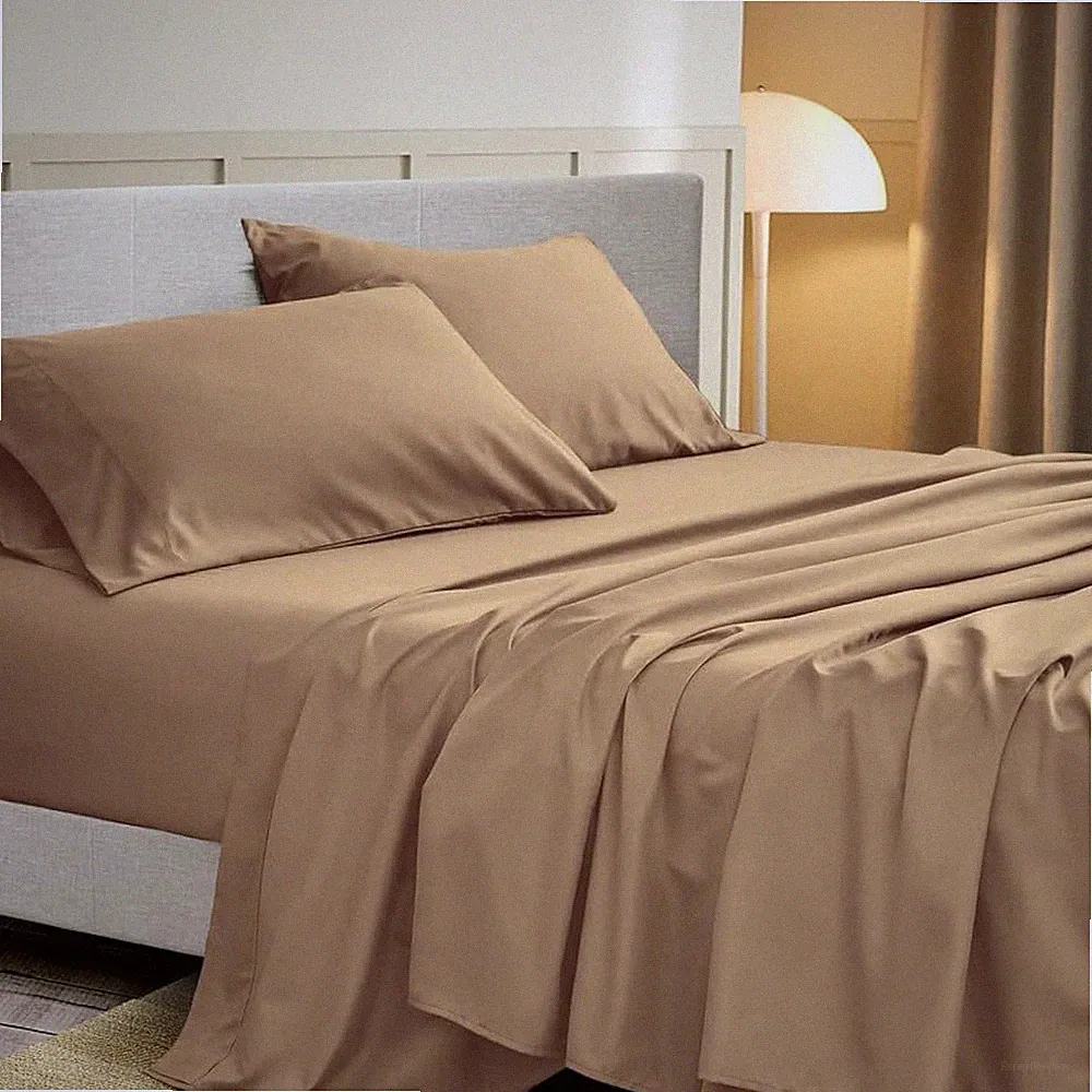 500 Thread Count Egyptian Cotton Queen Sheet Set, Deep Pocket, Beige