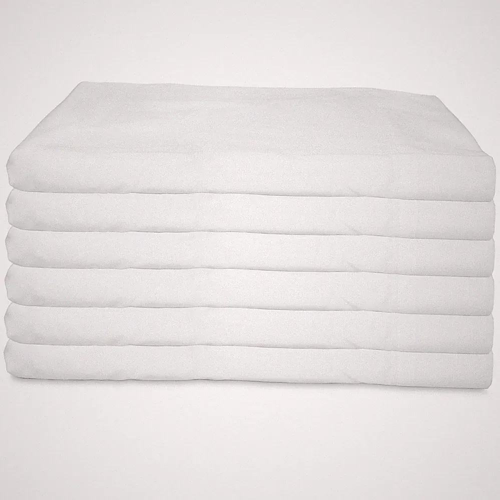 6 Pack of Bed Sheets Flat Soft White 180 Thread Count Bed Size Options Bulk Set