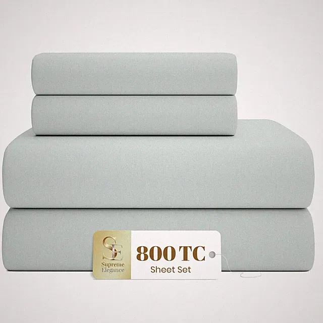 800 Thread Count Soft Gray King Size Sheets Set, Hotel Luxury Cotton Rich Sat...