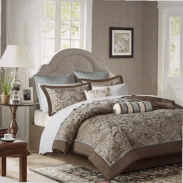 Aubrey 12-Piece King Comforter Set, Faux Silk Paisley, All-Season Bedding