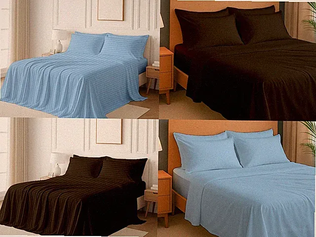 Bedding Sheet Set 4 pcs 15 To 18 Inch Deep Pocket 400 Tc 100% Cotton Premium Bed