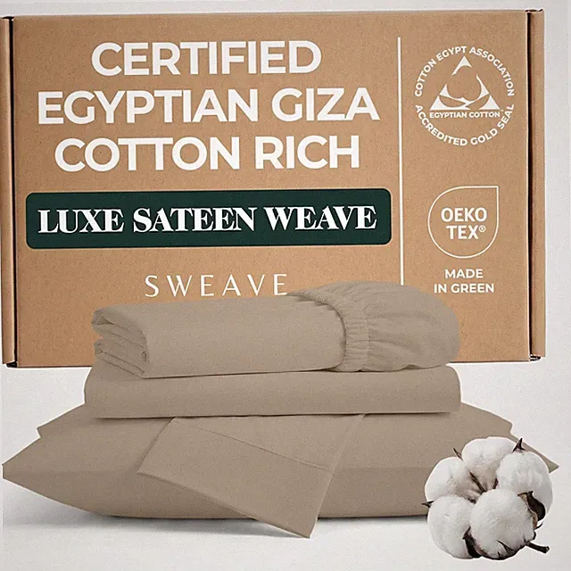 Certified Egyptian Cotton Sheets Optimally Blended with Long Staple Cotton - Cal