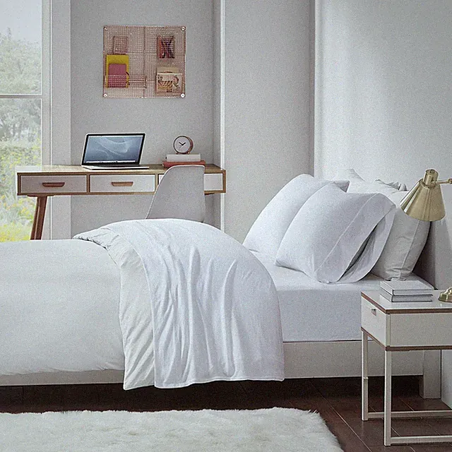 Cotton Blend Jersey Knit Bed Sheet Set Wrinkle Resistant, Soft Sheets with 14 De