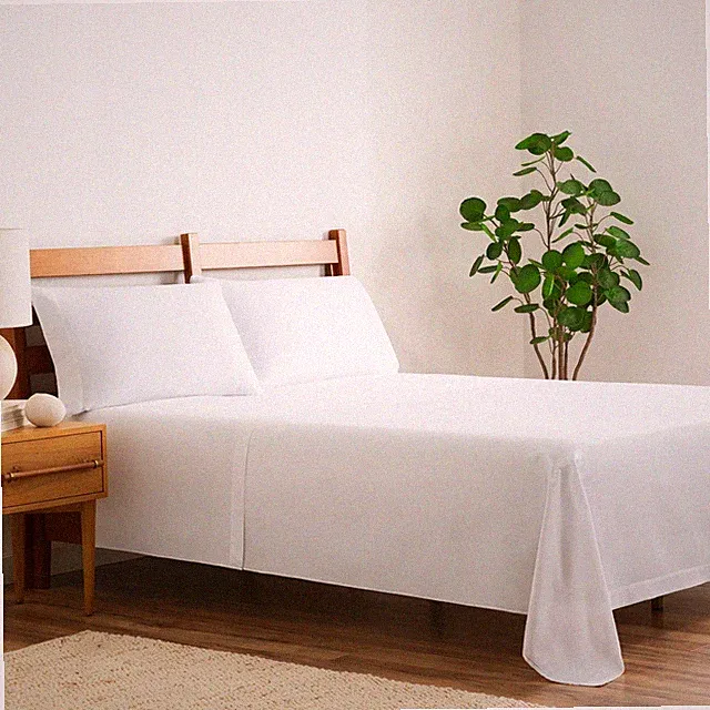 Cotton Sateen Flat Bed Sheets (Packs of 6 and Cases of 24), White, 300 Thread Ct