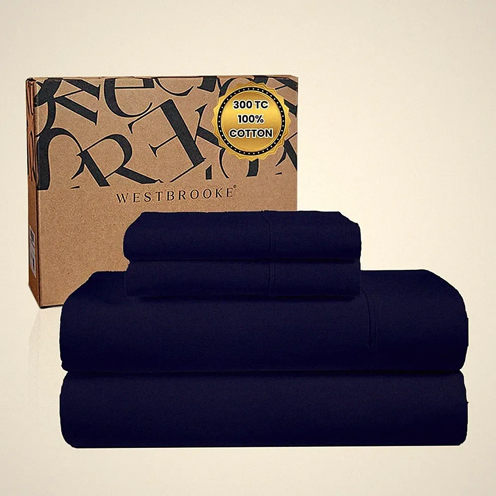 Egyptian Cotton Sheet Set | Queen Size Sateen Sheets - 4 Piece Long Staple Co...