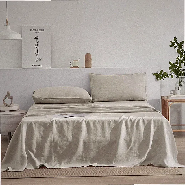 EVERLY Linen Sheets Set King Size,100% French Stonewash Pure Linen Bed Sheets...