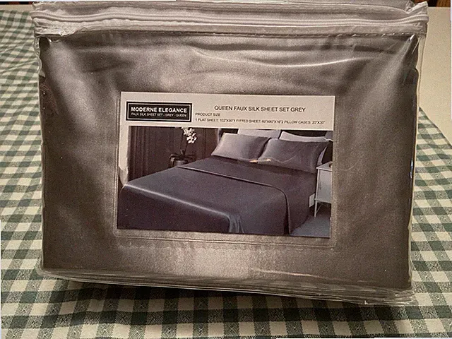 Faux Silk Silver Grey Queen Sheet Set