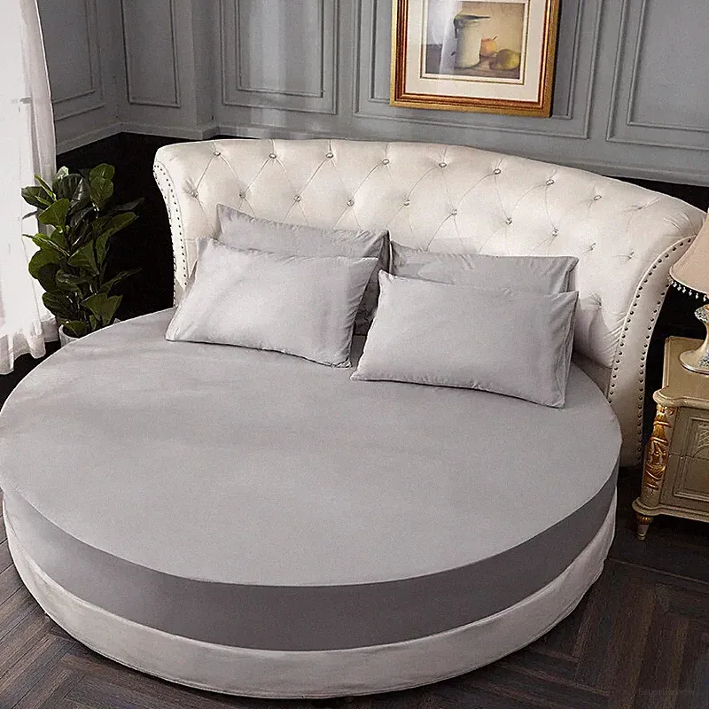 Fitted Sheet Round Soft Round Bed Sheets and Pillowcases with Elastic Straps