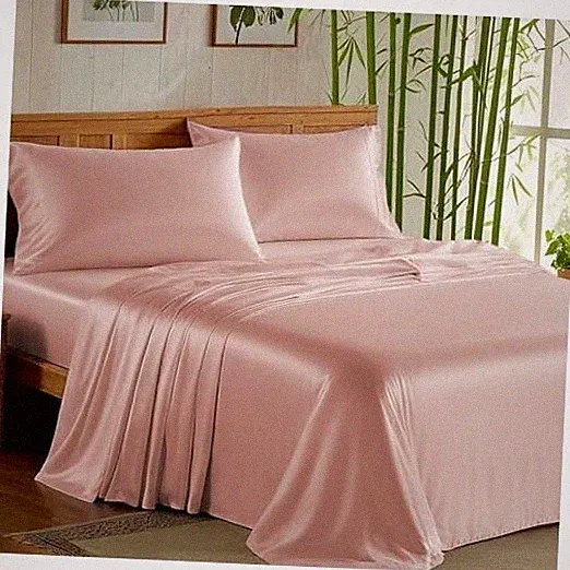 Home Sheets Bed Sheet Set, 100% Rayon derived from Bamboo, Twin Pink