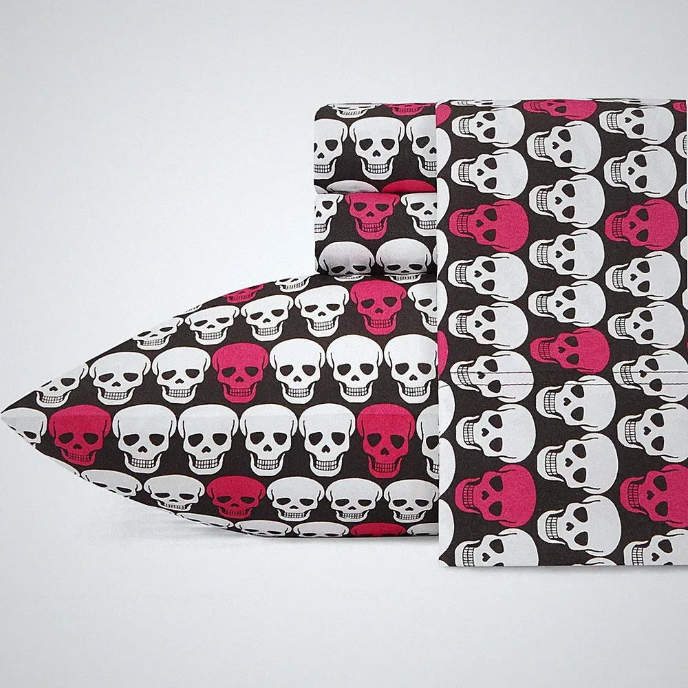 King Bed Sheets - Soft, Lightweight, Fade & Wrinkle Resistant Bedding (Skulls)