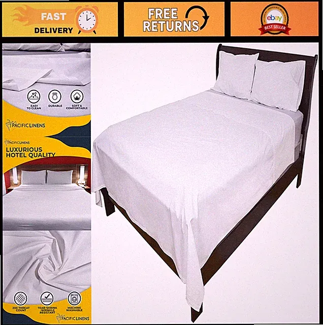 "King Size Flat Bed Sheets - 200 Thread Count Cotton - Soft & Durable Bedding Se