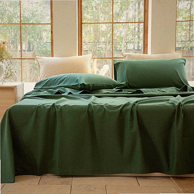 Linen Sheets Queen Size, Linen Cotton Blend Bed Sheets Set 4 Pieces, 1 Flat S...