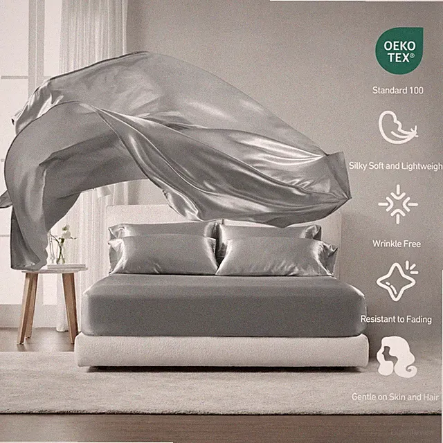 Madison Park 6PC Satin Bed SheetSet Luxurious Silky Fits 14-16" Mattress Bedding