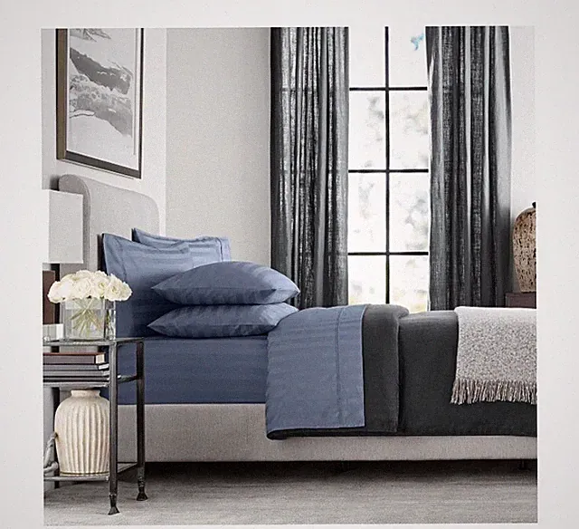 Members Mark 700 TC Premier Egyptian Cotton Striped Sheet Set Twin XL Indigo
