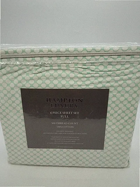 New 6 Piece Hampton Luxury Sheet Set, 500 Thread Count 100% Cotton