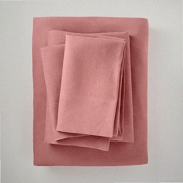 NEW Casaluna™ Full 100% Washed Hemp Solid 4 pcs Sheet Set Rose EcoFriendly SOFT