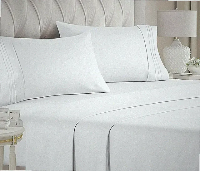 Pack of 2, 66" x 104" Flat Sheets Twin Size Cotton Premium Quality in White