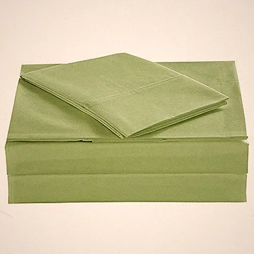 Percale Bed Sheets, 200 Thread Count Cotton Polyester Blend Twin Green Frond