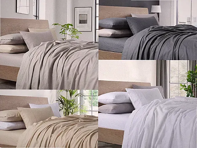 Pre-Washed Belgian Flax Linen Cotton Sheets Set