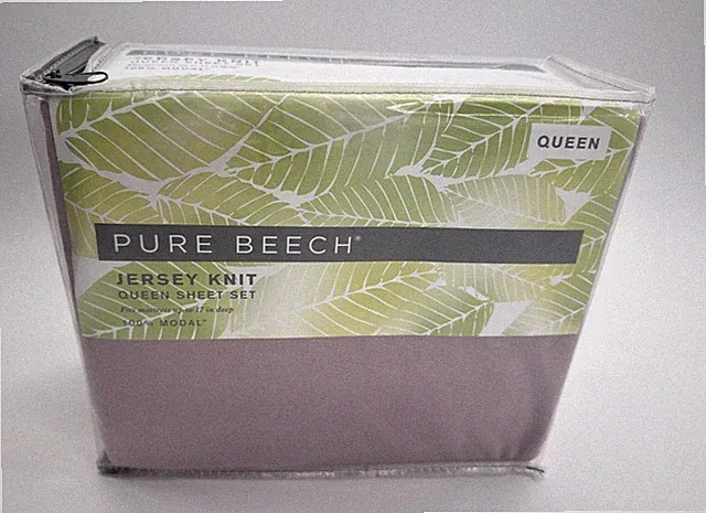 Pure Beech Jersey Knit Queen Size Sheet Set 100% Modal Lilac Soft 4 Piece NEW