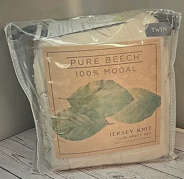 Pure Beech Jersey Knit Sheet Twin Set 100% Modal Soft Bedding Beige Taupe NEW