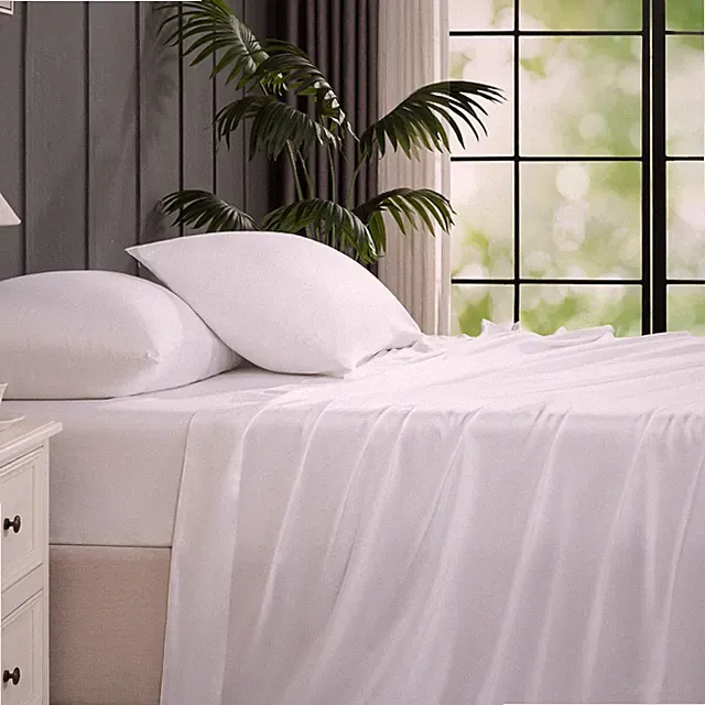 Queen Bamboo Viscose Sheet Set, 4-Piece Silky Cooling Bed Sheets, Deep Pocket