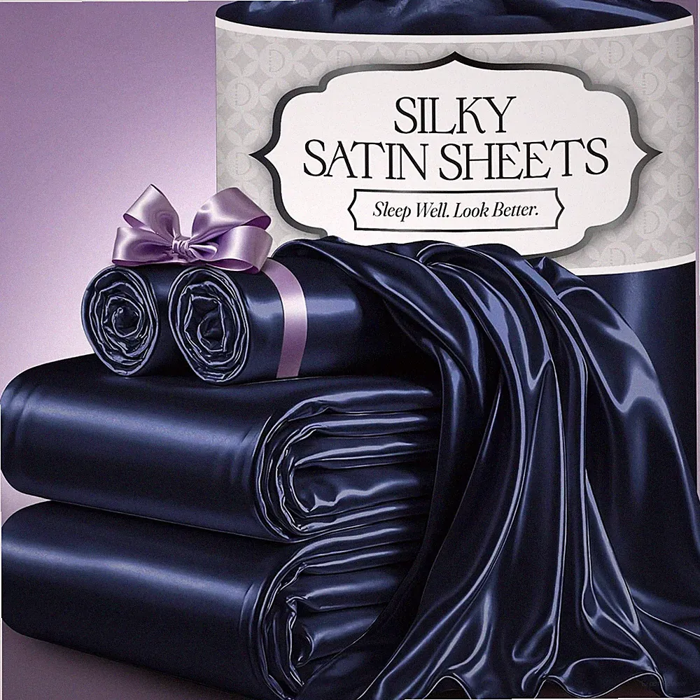 Satin Bed Sheets - 4 Piece Luxury Silky King Size Bedding Set - Softer Than Silk