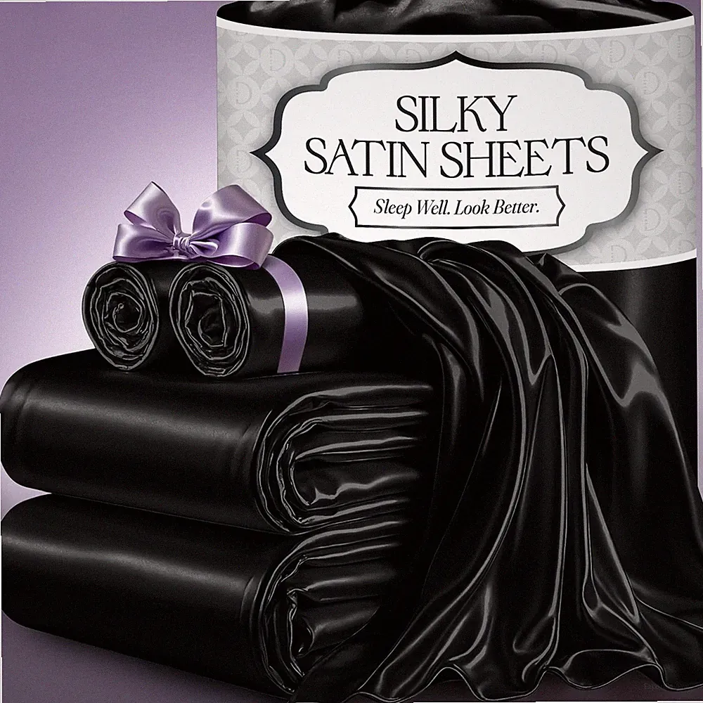 Satin Bed Sheets 4 Piece Luxury Silky Queen Size Bedding Set Softer Than Silk