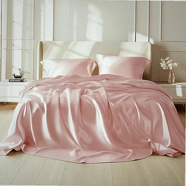 Satin Sheets Full Size Bed Set - Luxury Silky Bed Sheet Set, Ultra Soft Wrinkle