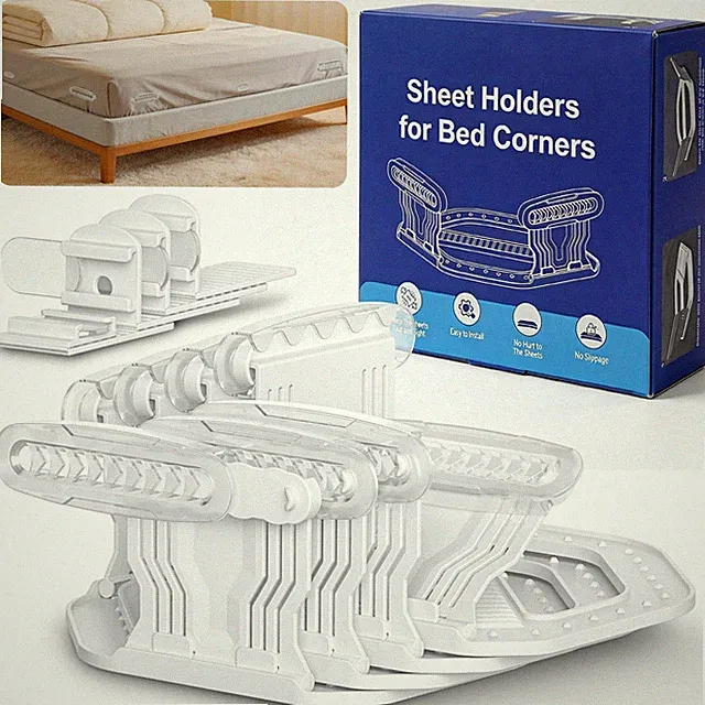 Sheet Holders 8Pcs Secure Bed Sheet Holders for Corners & Sides with Heavy Du...