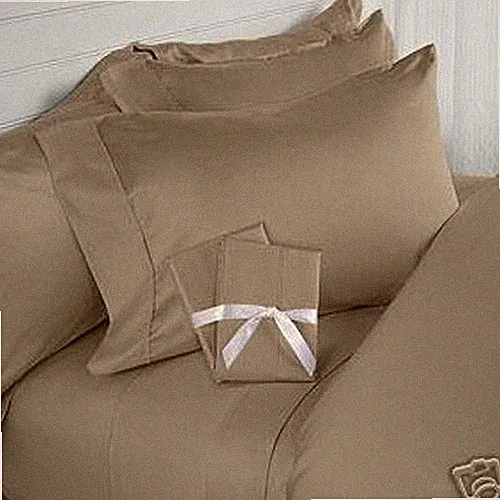 Taupe Solid 4 Pc Bed Sheet Set Choose Size's 1000 Thread Count 100% Egyp Cotton