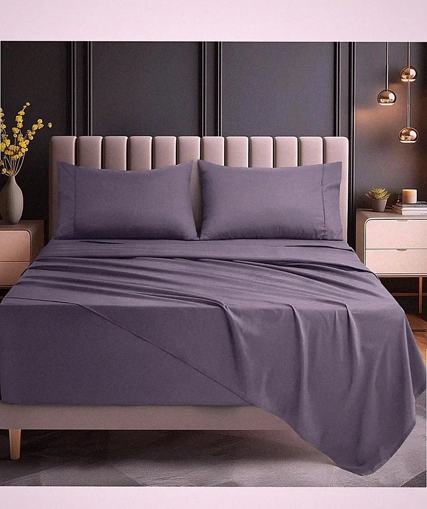 Utopia Bedding Quenn sheet set- jersey Sheets 4 piece - cotton (Dark GREY)