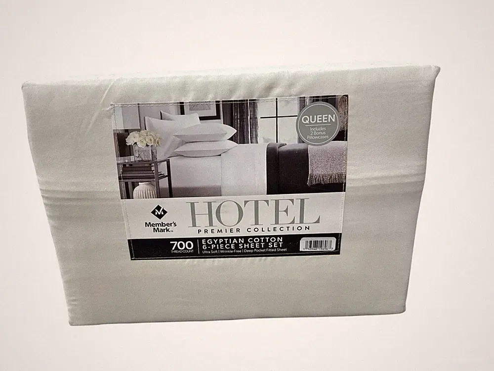 White 6 Piece Sheet Set Egyptian Cotton 700 Thread Count Hotel Colection QUEEN