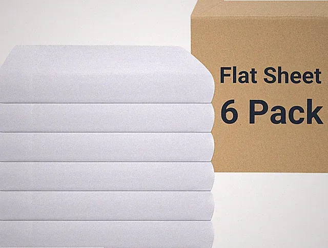 White Bulk Flat Sheets Only King Size 6 Pack, Easy Sort Top Bed Sheet